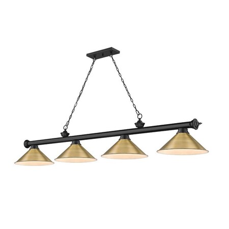 Z-Lite Cordon 4 Light Billiard, Matte Black & Rubbed Brass 2306-4MB-RB15